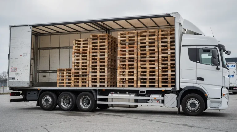 Loaded pallets in a warehouse