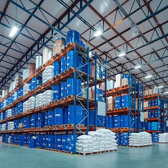 Pallets with chemical drums